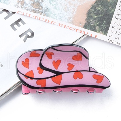 Hat with Heart PVC Plastic Claw Hair Clips PW-WG82604-04-1
