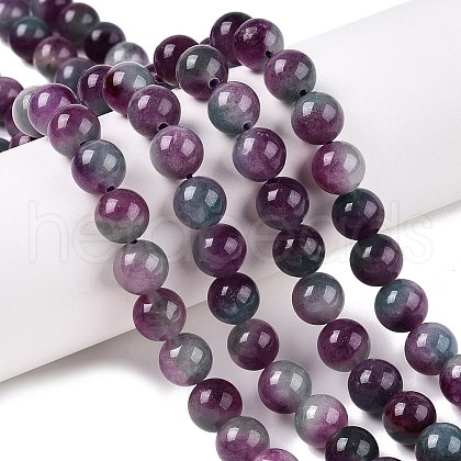 Dyed Natural White Jade Beads Strands G-T138-8mm-210-10-1