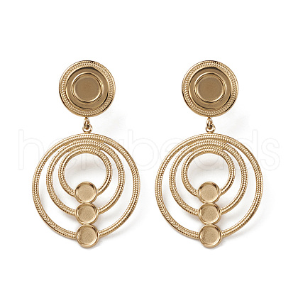 Ion Plating(IP) 304 Stainless Steel Stud Dangle Earrings Findings EJEW-G346-06G-1