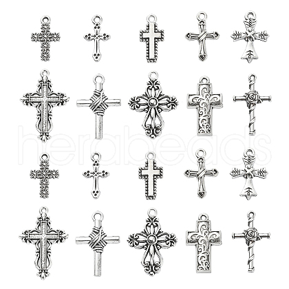 100Pcs 10 Styles Tibetan Style Alloy Pendants TIBEP-CJ0003-22-1