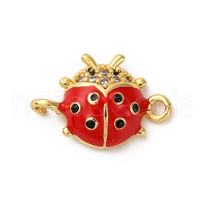 Brass Micro Pave Clear Cubic Zirconia Connector Charms KK-I276-12G-02-1