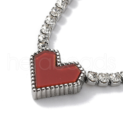 Red Acrylic Heart Pendant Necklace NJEW-F317-05P-1