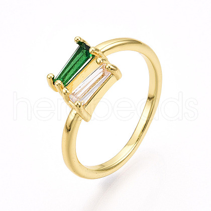 Brass Micro Pave Cubic Zirconia Cuff Rings for Women KK-T070-111-1