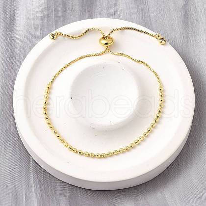 Brass Round Beads Slider Bracelets for Women BJEW-D317-13B-G-1