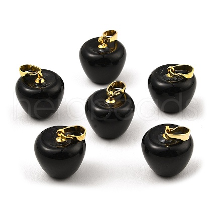 Natural Obsidian Teacher Apple Charms G-Z022-02J-G-1