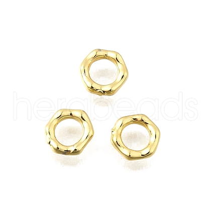 Brass Textured Hexagon Linking Rings KK-P306-08G-1