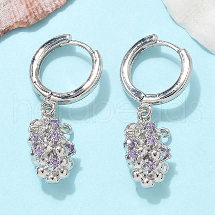 Brass Cubic Zirconia Hoop Earrings EJEW-Q015-02P-D-1