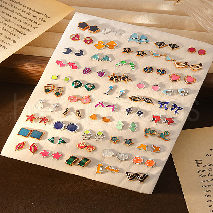 50Pairs Alloy Colorful Rhinestone Stud Earring Sets WGE3ED5-12-1