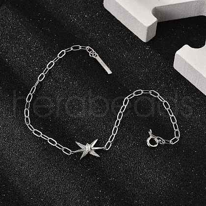 S925 Sterling Silver Micro Pave Cubic Zirconia Link & Charm Bracelets for Women BJEW-K276-02P-1