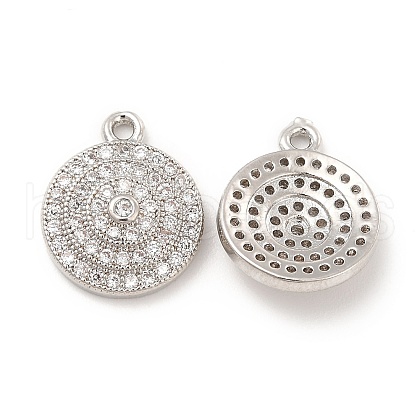 Brass Micro Pave Clear Cubic Zirconia Pendants KK-E071-16P-1