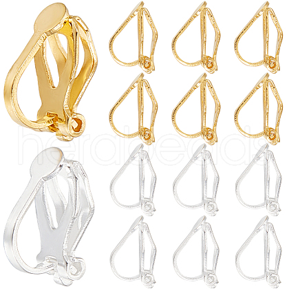 SUNNYCLUE 100Pcs 2 Colors Brass Clip-on Earring Findings KK-SC0004-17-1