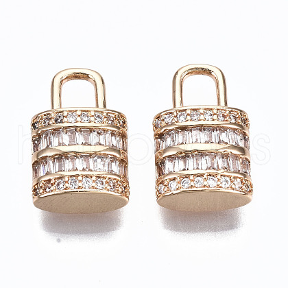 Brass Micro Pave Clear Cubic Zirconia Pendants GLAA-S193-027-1