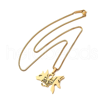 304 Stainless Steel Fox Pendants Necklaces NJEW-M197-01G-1