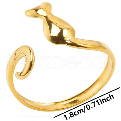 Geometric Stainless Steel Cat Open Cuff Ring for Unisex XN1177-2-1