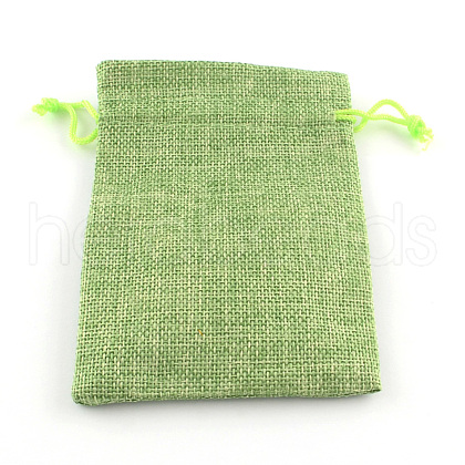 Polyester Imitation Burlap Packing Pouches Drawstring Bags X-ABAG-R005-14x10-02-1