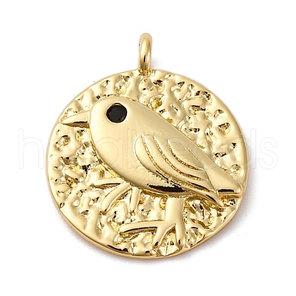 Brass Pave Cubic Zirconia Pendants KK-P308-46G-1