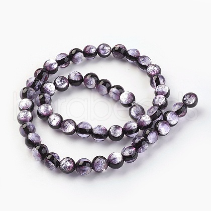 Handmade Silver Foil Glass Lampwork Beads LAMP-P051-M01-12mm-1