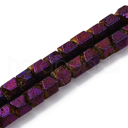 Electroplated Natural Lava Rock Beads Strands G-A256-D01-01I-1