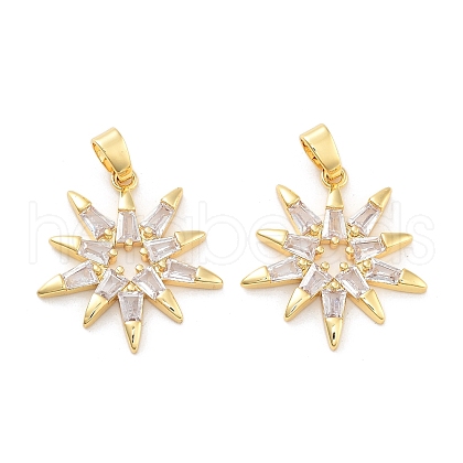 Rack Plating Brass Micro Pave Clear Cubic Zirconia Pendants KK-C063-04G-1