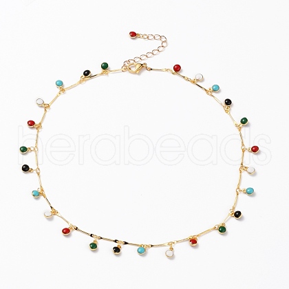 Brass Enamel Pendant Necklaces NJEW-JN03225-1