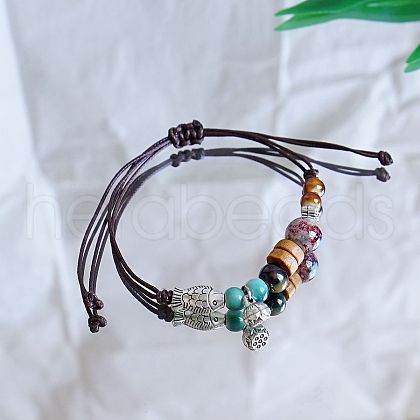 Ceramic Beads Braided Bead Bracelets FS-WG18053-05-1