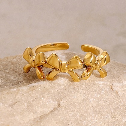 304 Stainless Steel Open Cuff Rings RJEW-C124-01G-1