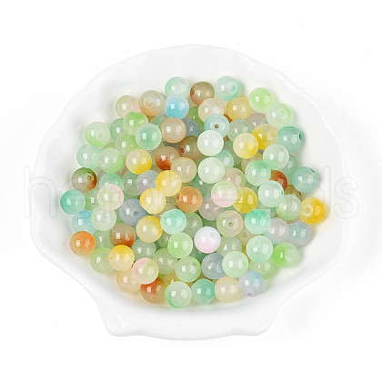 Spray Painting Imitation Jade Glass Beads GLAA-L046-8mm-03C-1