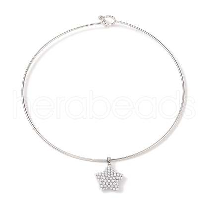 Brass with ABS Imitation Pearl Charm Necklace BJEW-Q350-05B-P-1