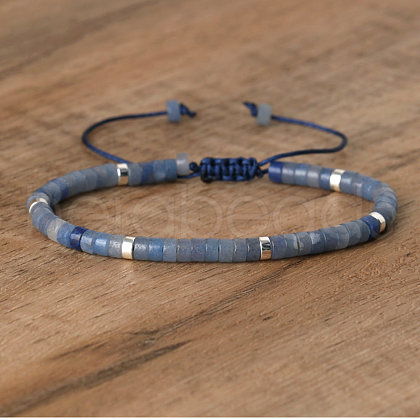 Dyed & Heated Natural Blue Aventurine Beaded Braided Bracelets QH4784-17-1