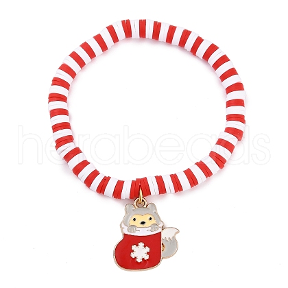 Elegant Christmas Handmade Polymer Clay Heishi Beaded Stretch Bracelets MV9996-22-1