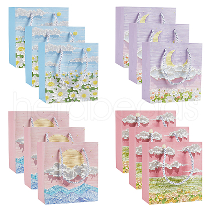  24Pcs 4 Styles Paper Gift Bags with Polyester Handles CARB-NB0001-13-1