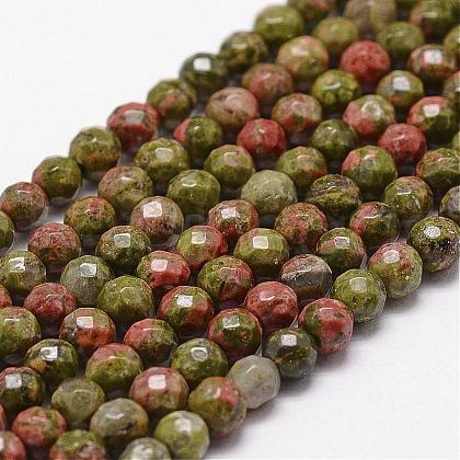 Natural Unakite Beads Strands G-D840-45-4mm-1