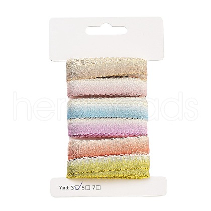 18 Yards 6 Colors Polyester & Polycotton Picot Edged Ribbons Sets SRIB-M012-02-1