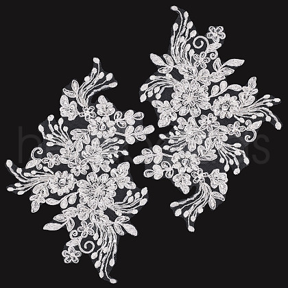Flower Pattern Polyester Embroidered Lace Appliques DIY-WH0304-593B-1