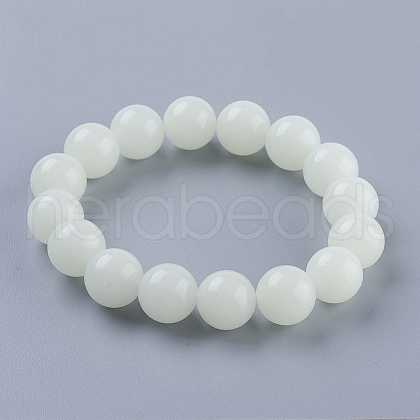 Synthetic Luminous Stone Beaded Stretch Bracelet BJEW-P203-10mm-01B-1