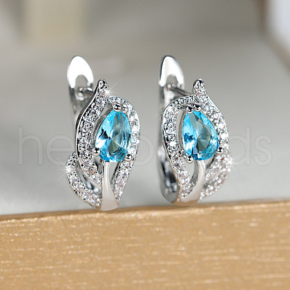Brass Micro Pave Cubic Zirconia Hoop Earrings WG7D53C-05-1