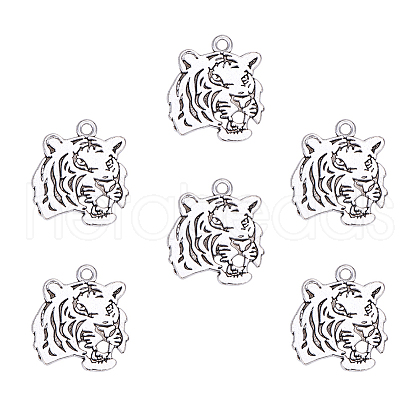 Tibetan Style Alloy Tiger Head Pendants TIBEP-PH0004-85-1