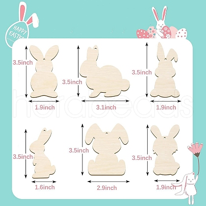 6Pcs Easter Theme Unfinished Wooden Craft Cutouts PW-WG50811-01-1