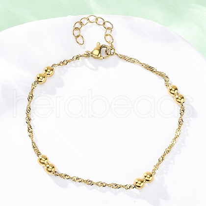 304 Stainless Steel Rope Chain Bracelets for Women BJEW-C094-03G-1