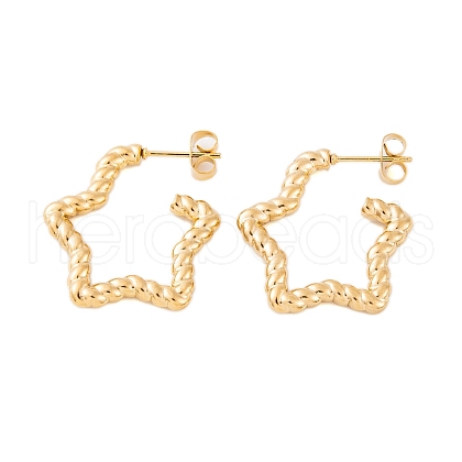 Ion Plating(IP) 304 Stainless Steel Half Hoop Stud Earrings for Women EJEW-P279-11G-1