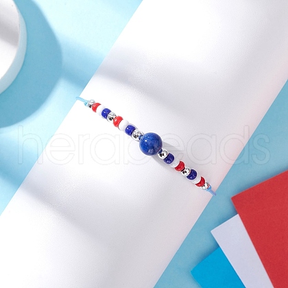 Independence Day Glass Seed Beads Braided Bead Bracelets BJEW-MZ00179-01-1