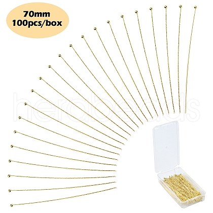 Brass Ball Head Pins KK-YW0002-25C-G-1