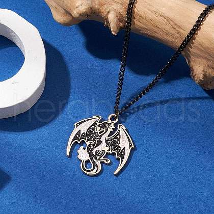 Alloy Enamel Black & White Pendant Necklaces NJEW-JN05121-01-1