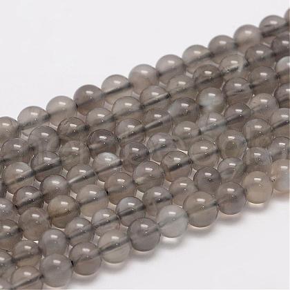 Natural Black Moonstone Beads Strands G-F306-06-6mm-1