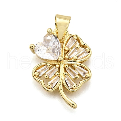 Rack Plating Brass Micro Pave Cubic Zirconia Pendants KK-K401-83G-1