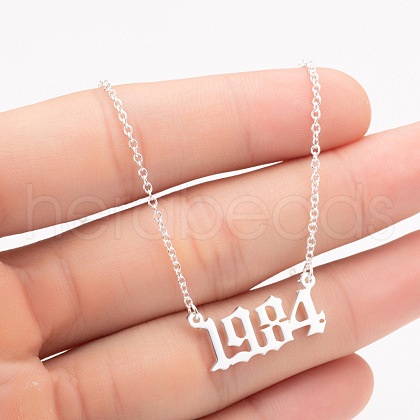 1984 Birth Year Number 201 Stainless Steel Pendant Cable Chain Necklaces FS-WGB5F08-77-1