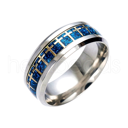 Bling Stainless Steel Cross Finger Ring for Easter EAER-PW0001-175H-1