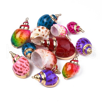 Spray Paint & Electroplate Spiral Shell Pendants SSHEL-S262-03-1