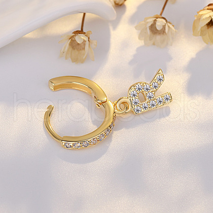Brass Micro Pave Clear Cubic Zirconia Hoop Earrings WGE85EC-18-1