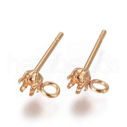 304 Stainless Steel Post Stud Earring Settings STAS-L238-026G-G-1